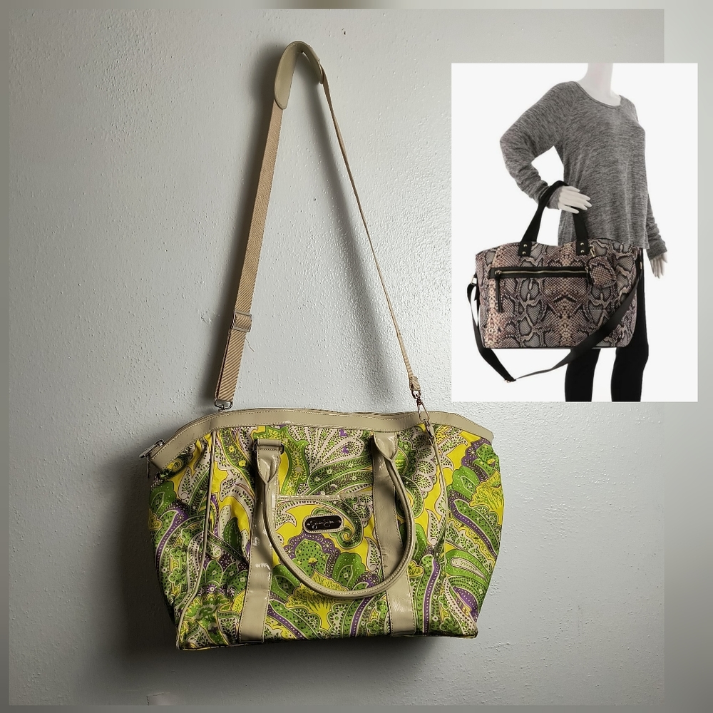 Jessica Simpson Weekender Travel Bag Paisley Yellow/Green